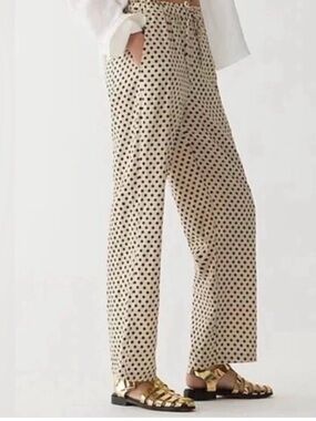 J. Crew Soleil Beige Polka Dot Elastic Waist Pants